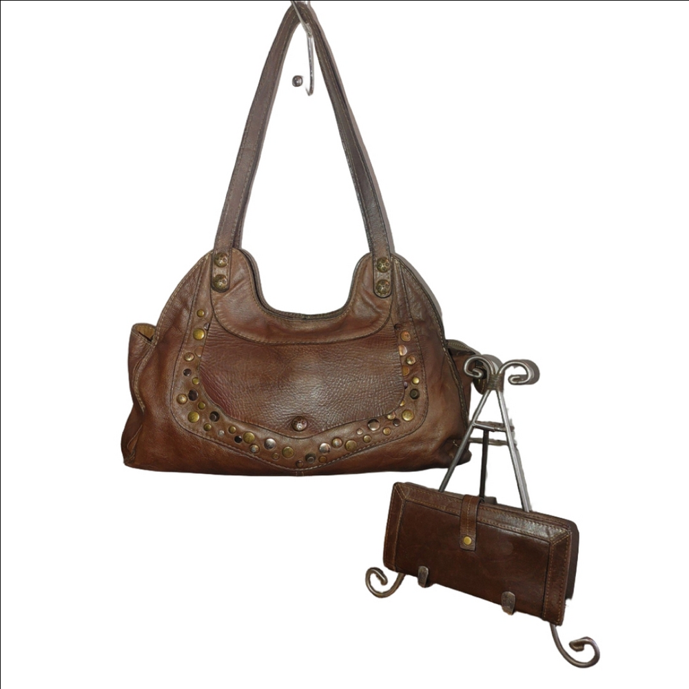 Patricia Nash Leather Shoulder Bag & Fossil Wallet